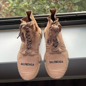 Balenciaga Tan Knit High-Top Sneakers